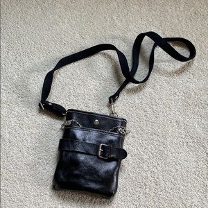 Black Faux Leather Cross Body Purse